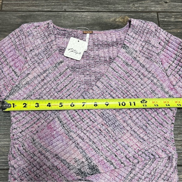 NWT $98 Free People Sweater Medium Brooke Wrap Crop Top Lilac Fog Combo Women's - Picture 11 of 16